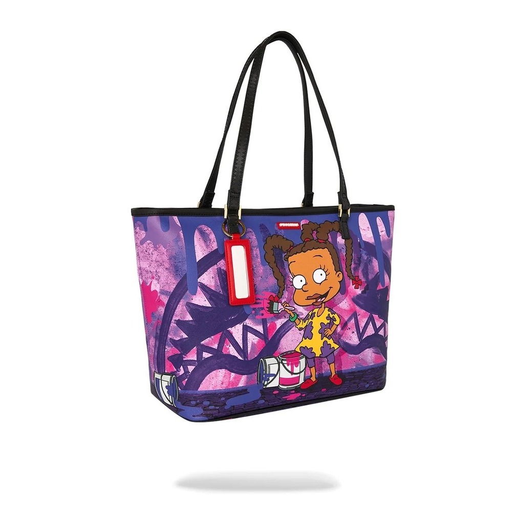 NEW Sprayground Rugrats Susie Love to Paint Shark Tote Bag Purple Pink Cartoon